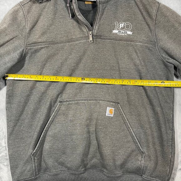 Distressed‎ Carhartt 1/4 Quarter Zip Gray Hoodie Mens Size XL Tall Fading Stains - Picture 3 of 12